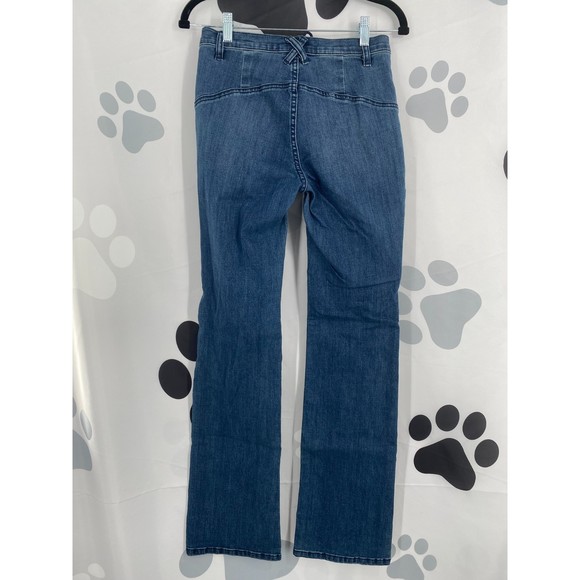 Free People NWT Eva Lace Up Bootcut Mid Rise Denim Jeans Baltic Blue 29 New - Picture 5 of 9